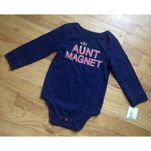 🆕 Cat & Jack Aunt Magnet Blue Long Sleeved Onesie